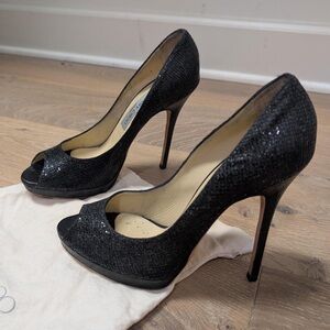 Jimmy Choo Sparkly Black Heels good condition